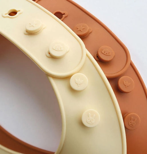 A Little Lovely Company Rainbows Waterproof Bib Silicone with Button & Pocket Orange 2pcs