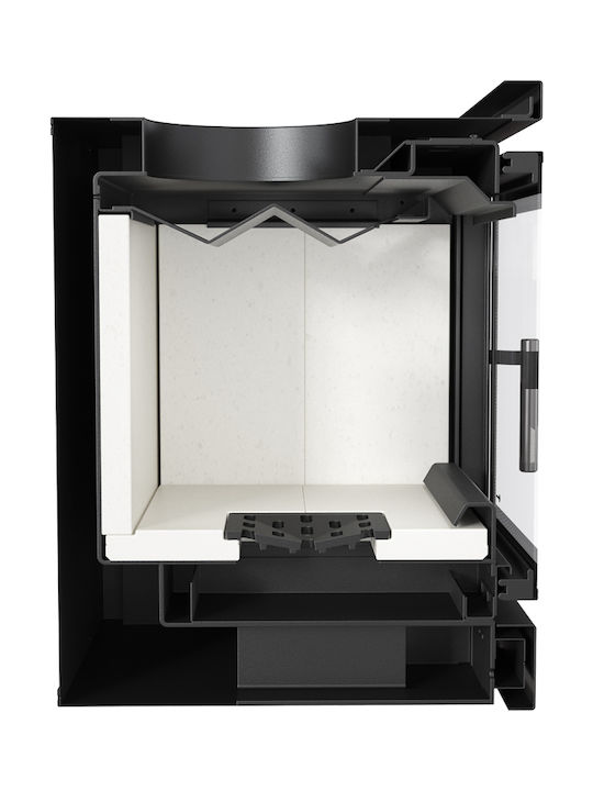 Kratki Arke/80 Wood Cassette Fireplace Insert Air Duct Connection with Straight Window 12kW