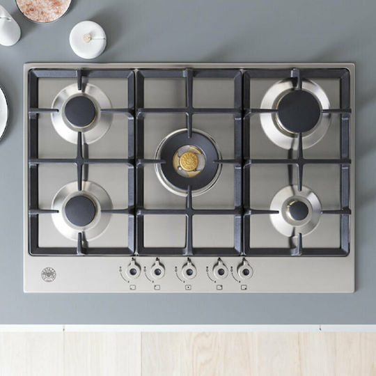 Bertazzoni Natural Gas Autonomous Inox Cooktop 75.2x52.2cm Silver