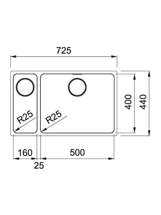 Franke Mythos MYX 160-50-16 3012500623 Right-handed Undermount Sink Right Inox Satin W72.5xD44cm Silver