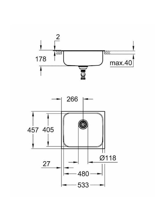 Grohe K 200 31719SD0 Drop-In Sink Inox Satin W53xD45.7cm Silver