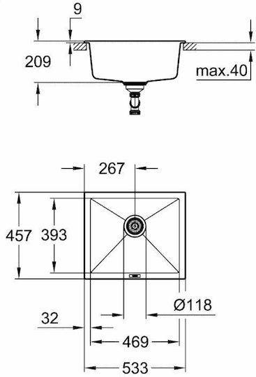 Grohe K 700 Ένθετος 53.3x45.7cm Grohe K 700 Ένθετος 53.3x45.7cm