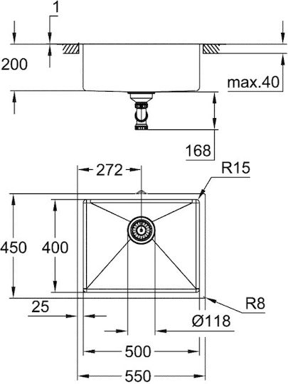 Grohe K700U 31574SD1 Поддръжка Мивка Inox Сатен Ш55xД45см Сребрист