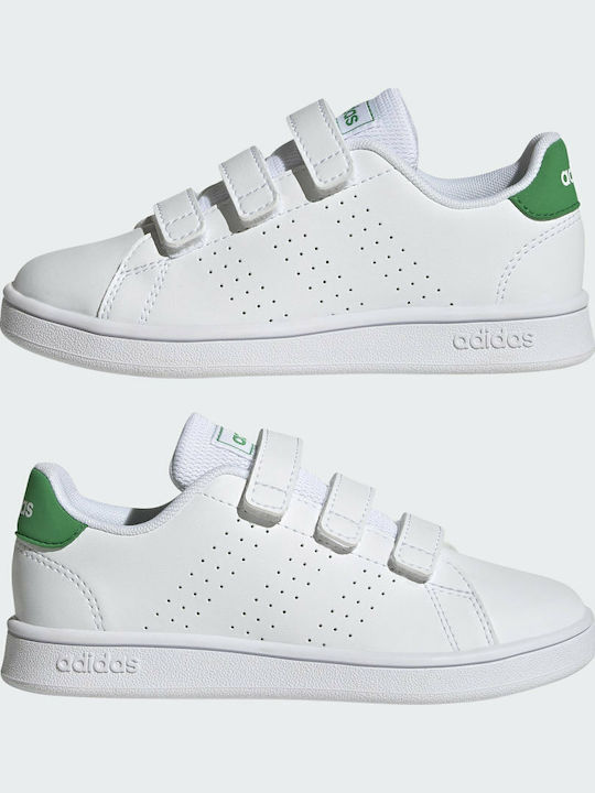Advantage Court Lifestyle Kids Sneakers with Hoop & Loop Closure Cloud White / Green / Core Black