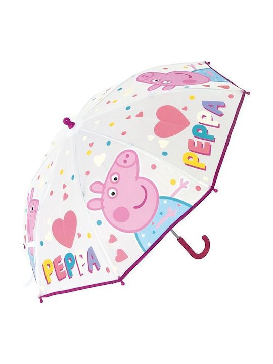 Safta Kinder Regenschirm Gebogener Handgriff Automatisch Peppa Pig Bunt
