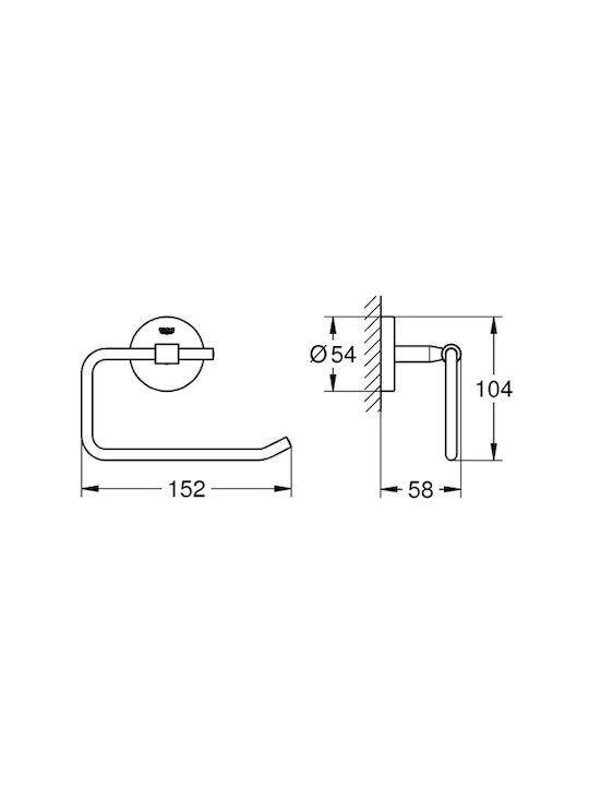 Grohe Baucosmopolitan Wall-mounted Paper Holder Inox Chrome