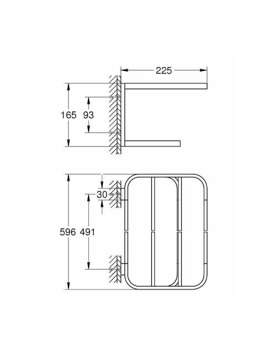 Grohe Selection Wall-Mounted Bathroom Shelf Unit with 5 Positions ​59.6x59.6cm Silver