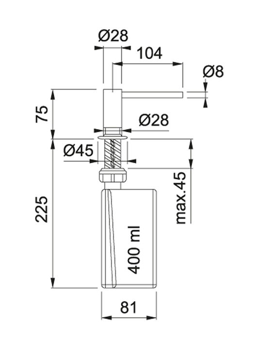 Franke Frames Built-in Metallic Dispenser for the Kitchen Silver 400ml