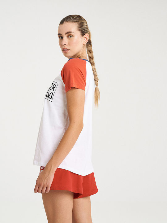 Γυναικείο T-shirt Pure White/Fiery Red