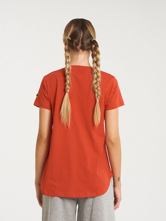 Zero Level Shodo Γυναικείο T-shirt Fiery Red με Στάμπα