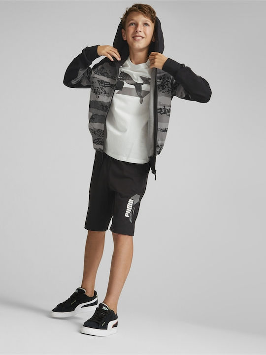 Athletic Kids Sweatshirt Cardigan Fleece with Hood Gray Alpha
