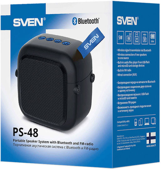 Sven PS-48 Ηχείο Bluetooth 5W με Ραδιόφωνο Μαύρο