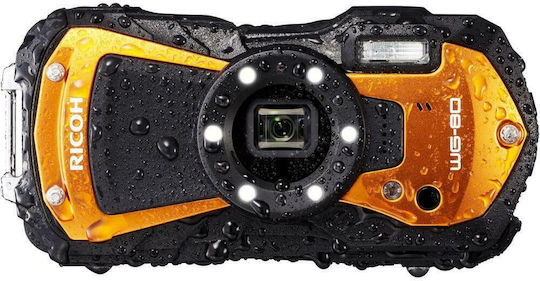 Ricoh WG-80 Compact Φωτογραφική Μηχανή 16MP Οπτικού Ζουμ 5x με Οθόνη 2.7" και Ανάλυση Video 1920 x 1280 pixels Πορτοκαλί