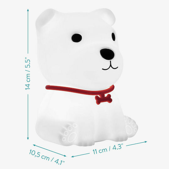 Navaris Lumini LED Lampă decorativă pentru copii Atingere Sitting Dog cu Schimbări de Culori Alb
