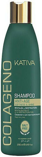 Kativa Colageno Anti-age 250ml Shampoos Reconstruction/Nourishment & Hydration for All Hair Types 250ml