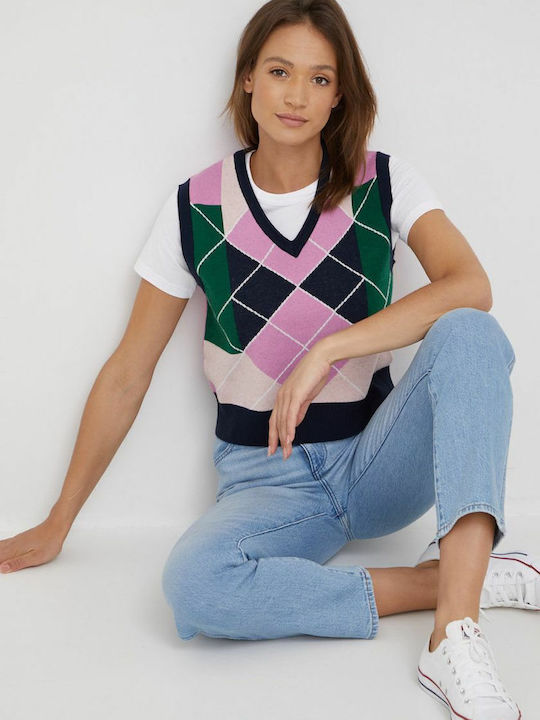 Babbett Women's Sleeveless Sweater with V Neckline Checked Dulwich
