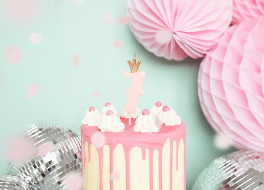 PartyDeco Birthday Candle Number "7" in Pink Color SCU6-7-081J
