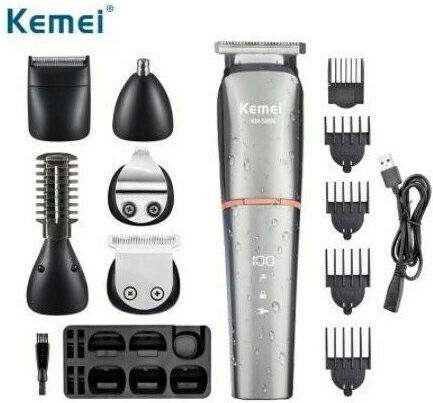 Kemei Σετ Επαναφορτιζόμενης Κουρευτικής Μηχανής Μαύρο KM-5898