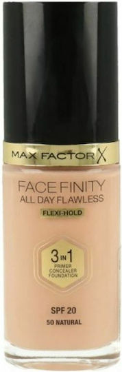 Max Factor Facefinity All Day Flawless Spf20 Liquid Foundation SPF20 50 Natural 30ml