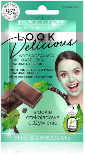 Eveline Look Delicious Mint & Chocolate Smoothing Bio Face Mask + Natural Scrub 10ml