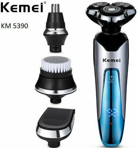 Kemei KM-5390 Περιστρεφόμενη Ξυριστική Μηχανή Προσώπου Επαναφορτιζόμενη