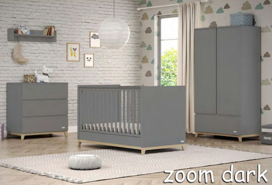Zoom Dark Δίφυλλη Ντουλάπα με 1 Συρτάρι Γκρι 100x54x190cm