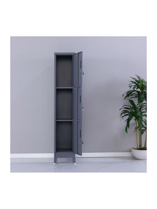 Spind Metallisch mit 3 Schränke Anthracite Checkmate 38x45x191cm