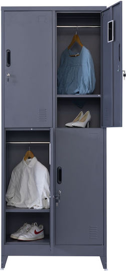 Locker Metal with 4 Cabinets Anthracite Checkmate 90x45x190cm