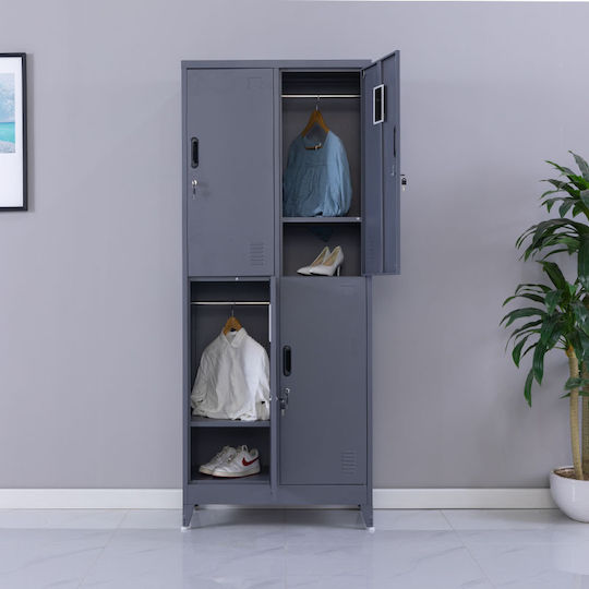 Locker Metal with 4 Cabinets Anthracite Checkmate 90x45x190cm