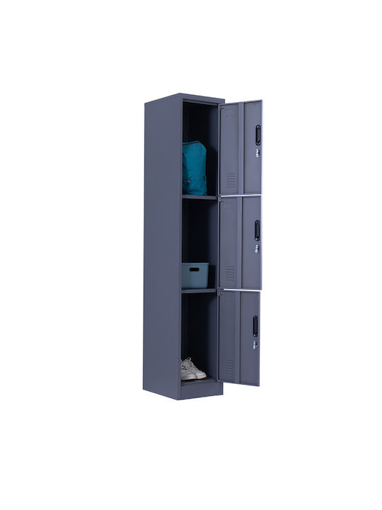 Dulap Metalic cu 3 Dulapuri Antracit Checkmate 38x45x180cm