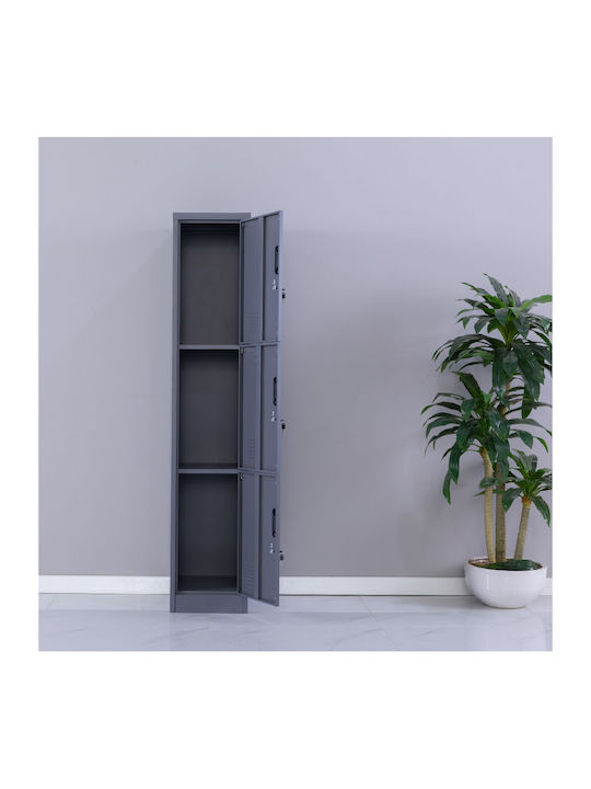 Dulap Metalic cu 3 Dulapuri Antracit Checkmate 38x45x180cm