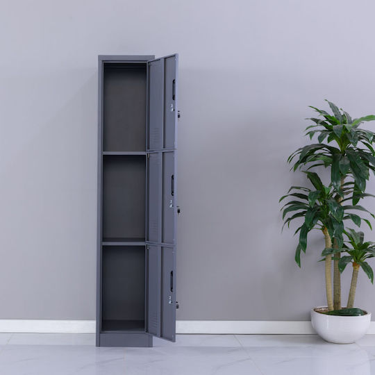 Spind Metallisch mit 3 Schränke Anthracite Checkmate 38x45x180cm