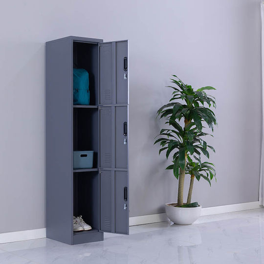 Spind Metallisch mit 3 Schränke Anthracite Checkmate 38x45x180cm
