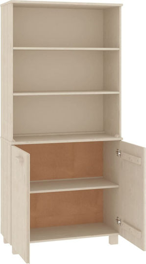 Office Cabinet Made of Solid Wood Brown Honey 85x35x180cm