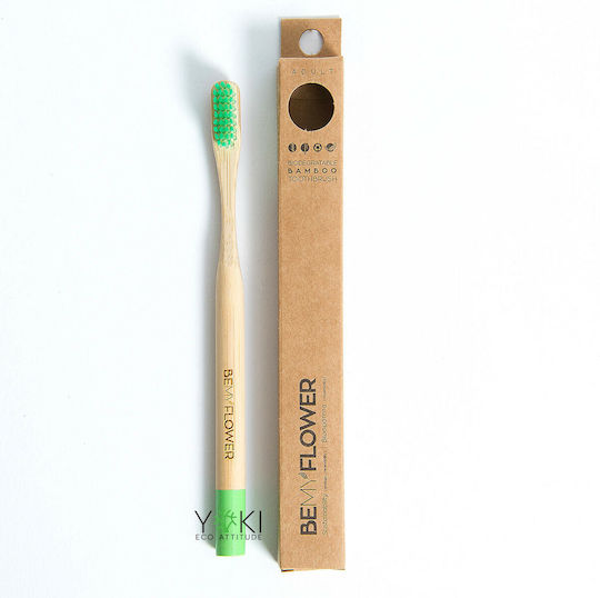 BeMyFlower Οδοντόβουρτσα Bamboo Soft Μπεζ / Πράσινη