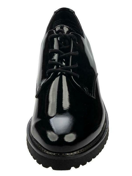 Γυναικεία Oxfords από Λουστρίνι σε Μαύρο Χρώμα
