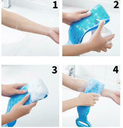 GlobalExpress Bath Towel Silica Gel Sponge for the Back & for Exfoliation Blue 1pcs