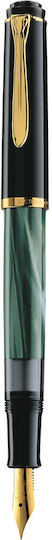 Pelikan M200 Classic Marbled Writing Pen Medium Green made of Steel with Black Ink 984195