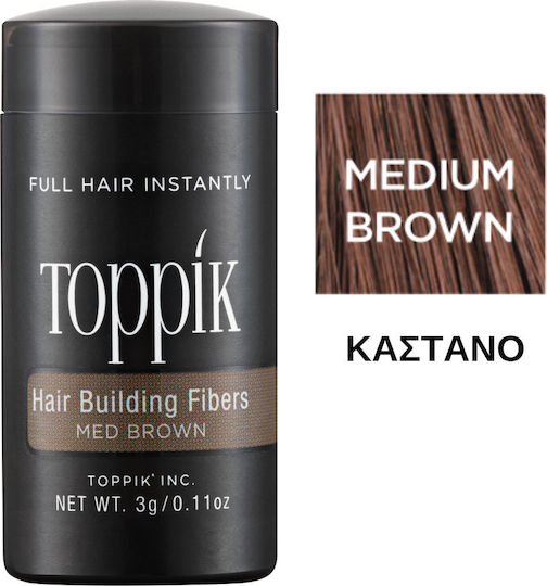 Toppik Hair Building Fibers with Keratin Hair Building Fibers Travel Medium Brown 3gr