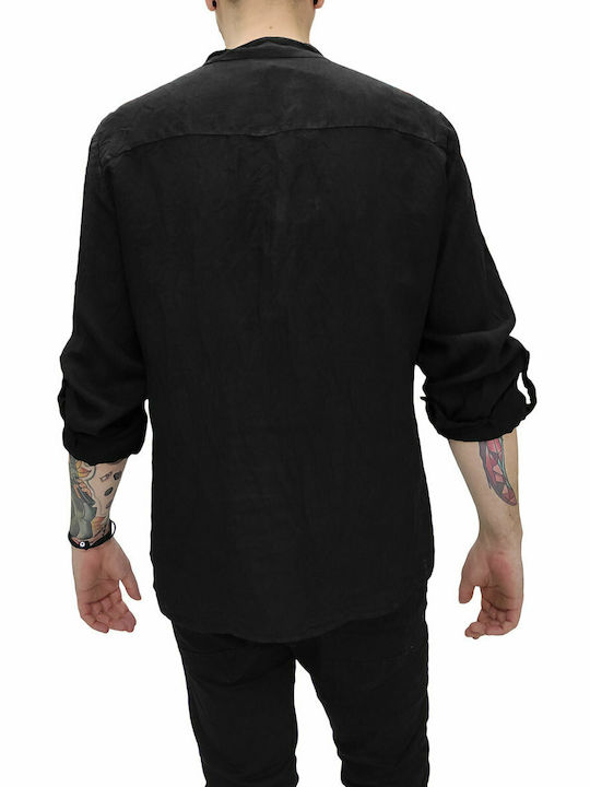 Jonny Wolf Men's Shirt with Long Sleeves Slim Fit Black