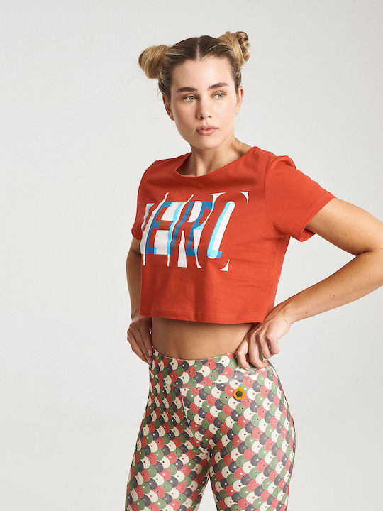 Women's Summer Crop Top Short Sleeve Red