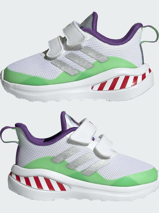 Fortarun Buzz Lightyear CF Kids Sports Shoes Running with Hoop & Loop Closure Cloud White / Silver Metallic / Semi Solar Lime