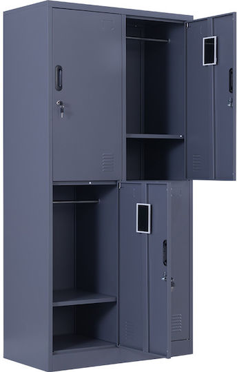 Dulap Metalic cu 4 Dulapuri Antracit Checkmate 90x45x190cm