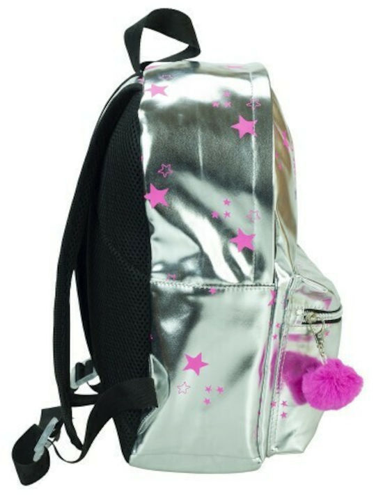 Gim Barbie Silver Metallics School Bag Backpack Elementary, Elementary Silver with Water Bottle Holder 25Liters