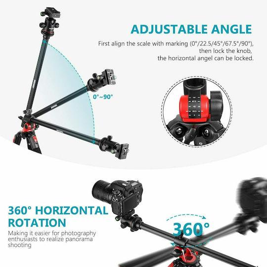 Neewer Camera Tripod 360 Degree Rotatable Center Aluminum With Spherical Head Up To 184cm And Load Capacity 15kg