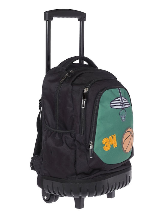 Lyc Sac One Rock 'n' Roll School Bag Trolley Elementary, Elementary Basketball + Casetina Gift with Water Bottle Holder