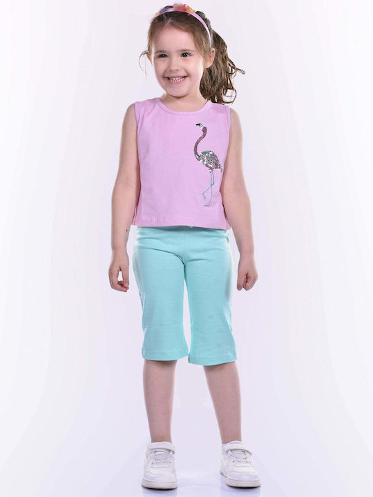 Nek Kids Wear Kids Set with Leggings Summer 2pcs Pink