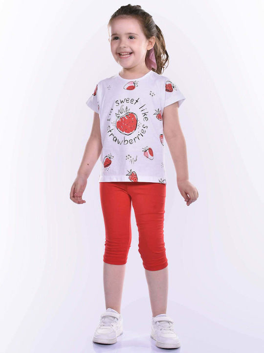 Nek Kids Wear Kids Set with Leggings Summer 2pcs White