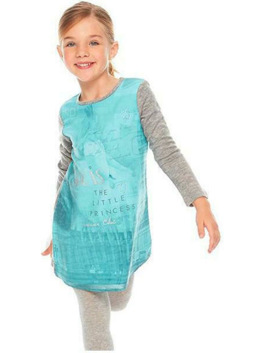 Girls Dress Long Sleeve Knitted Light Blue
