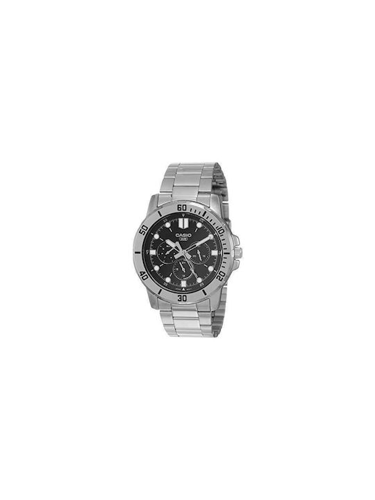 Casio Watch Chronograph Battery with Silver Metal Bracelet